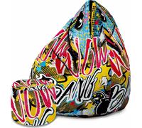 Dreamroots Bean Bag 80x80x120cm Pouf avec dossier et tabouret et housse Coussin de sol Chill Sack Bubibag Pouf avec remplissage Wow Bang