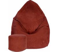 Dreamroots Bean Bag 80x80x120cm Pouf avec dossier et tabouret et housse Coussin de sol Chill Sack Bubibag Pouf Fired Brick