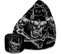 Dreamroots Bean Bag 80x80x120cm Pouf avec dossier et tabouret et housse Coussin de sol Chill Sack Bubibag Smokey Man