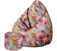 Dreamroots Bean Bag 80x80x120cm Pouf avec dossier et tabouret et housse Coussin de sol Sac Bubibag Pouf avec remplissage avec Scent of Nature