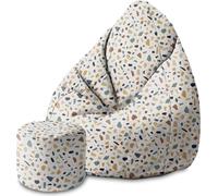 Dreamroots Bean Bag 80x80x120cm Puf Pouf avec dossier et pouf Pouf adulte avec garnissage Pufa Vintage Terrazzo