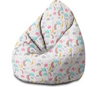 Dreamroots Bean Bag Pouf enfant avec garnissage, Pouf sol enfant, Pouf chambre enfant 70x70x105 cm, Pouf sol enfant, Happy Sky