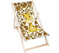DreamRoots Chaise longue en bois, bois de hêtre jusqu'à 130 kg, Chaise longue pliable avec dossier inclinable en 3 positions, Giraffina