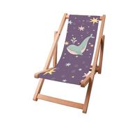 Dreamroots Chaise longue en bois pour enfants, bois de hêtre jusqu'à 130 kg, Chaise longue pliable avec dossier inclinable à 3 positions, Happy Wave