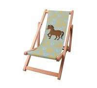 Dreamroots Chaise longue en bois pour enfants, bois de hêtre jusqu'à 130 kg, Chaise longue pliable avec dossier inclinable en 3 positions, Petit Poney