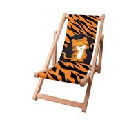 Dreamroots Chaise longue en bois pour enfants, bois de hêtre jusqu'à 130 kg, Chaise longue pliable avec dossier inclinable en 3 positions, Roary