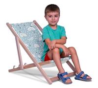 DreamRoots Chaise Longue Enfant en Bois de Hêtre, Chilienne Enfant Pliable, Transat Extérieur Jardin, Plage, Tissu Lavable Polyester 220 g/m², Charge Max 130 kg