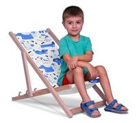 DreamRoots Chaise Longue Enfant en Bois de Hêtre, Chilienne Enfant Pliable, Transat Extérieur Jardin, Plage, Tissu Lavable Polyester 220 g/m², Charge Max 130 kg