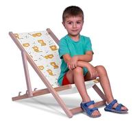 DreamRoots Chaise Longue Enfant en Bois de Hêtre, Chilienne Enfant Pliable, Transat Extérieur Jardin, Plage, Tissu Lavable Polyester 220 g/m², Charge Max 130 kg