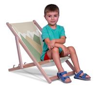 DreamRoots Chaise Longue Enfant en Bois de Hêtre, Chilienne Enfant Pliable, Transat Extérieur Jardin, Plage, Tissu Lavable Polyester 220 g/m², Charge Max 130 kg