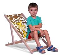 DreamRoots Chaise longue en bois, bois de hêtre jusqu'à 130 kg, Chaise longue pliable avec dossier inclinable en 3 positions, Giraffina