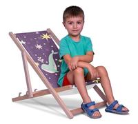 DreamRoots Chaise Longue Enfant en Bois de Hêtre, Chilienne Enfant Pliable, Transat Extérieur Jardin, Plage, Tissu Lavable Polyester 220 g/m², Charge Max 130 kg