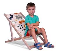 DreamRoots Chaise Longue Enfant en Bois de Hêtre, Chilienne Enfant Pliable, Transat Extérieur Jardin, Plage, Tissu Lavable Polyester 220 g/m², Charge Max 130 kg