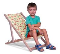 DreamRoots Chaise Longue Enfant en Bois de Hêtre, Chilienne Enfant Pliable, Transat Extérieur Jardin, Plage, Tissu Lavable Polyester 220 g/m², Charge Max 130 kg