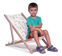 DreamRoots Chaise Longue Enfant en Bois de Hêtre, Chilienne Enfant Pliable, Transat Extérieur Jardin, Plage, Tissu Lavable Polyester 220 g/m², Charge Max 130 kg