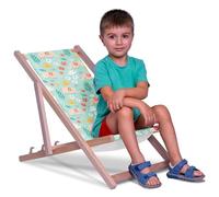 DreamRoots Chaise Longue Enfant en Bois de Hêtre, Chilienne Enfant Pliable, Transat Extérieur Jardin, Plage, Tissu Lavable Polyester 220 g/m², Charge Max 130 kg