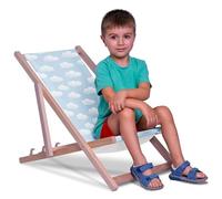 DreamRoots Chaise Longue Enfant en Bois de Hêtre, Chilienne Enfant Pliable, Transat Extérieur Jardin, Plage, Tissu Lavable Polyester 220 g/m², Charge Max 130 kg