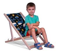 DreamRoots Chaise Longue Enfant en Bois de Hêtre, Chilienne Enfant Pliable, Transat Extérieur Jardin, Plage, Tissu Lavable Polyester 220 g/m², Charge Max 130 kg