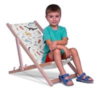 DreamRoots Chaise Longue Enfant en Bois de Hêtre, Chilienne Enfant Pliable, Transat Extérieur Jardin, Plage, Tissu Lavable Polyester 220 g/m², Charge Max 130 kg