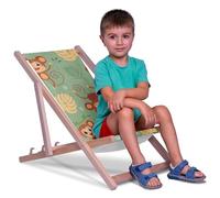 DreamRoots Chaise Longue Enfant en Bois de Hêtre, Chilienne Enfant Pliable, Transat Extérieur Jardin, Plage, Tissu Lavable Polyester 220 g/m², Charge Max 130 kg