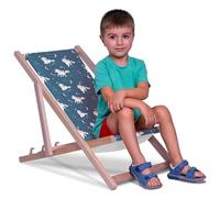 DreamRoots Chaise Longue Enfant en Bois de Hêtre, Chilienne Enfant Pliable, Transat Extérieur Jardin, Plage, Tissu Lavable Polyester 220 g/m², Charge Max 130 kg