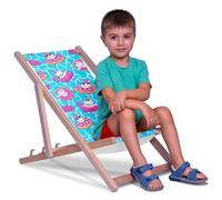 DreamRoots Chaise Longue Enfant en Bois de Hêtre, Chilienne Enfant Pliable, Transat Extérieur Jardin, Plage, Tissu Lavable Polyester 220 g/m², Charge Max 130 kg