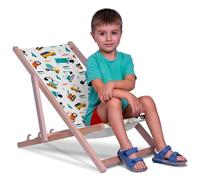 DreamRoots Chaise Longue Enfant en Bois de Hêtre, Chilienne Enfant Pliable, Transat Extérieur Jardin, Plage, Tissu Lavable Polyester 220 g/m², Charge Max 130 kg