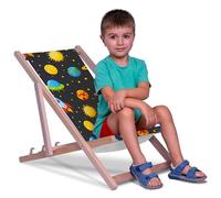 DreamRoots Chaise Longue Enfant en Bois de Hêtre, Chilienne Enfant Pliable, Transat Extérieur Jardin, Plage, Tissu Lavable Polyester 220 g/m², Charge Max 130 kg