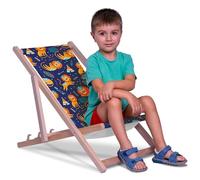 DreamRoots Chaise Longue Enfant en Bois de Hêtre, Chilienne Enfant Pliable, Transat Extérieur Jardin, Plage, Tissu Lavable Polyester 220 g/m², Charge Max 130 kg