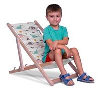 DreamRoots Chaise Longue Enfant en Bois de Hêtre, Chilienne Enfant Pliable, Transat Extérieur Jardin, Plage, Tissu Lavable Polyester 220 g/m², Charge Max 130 kg