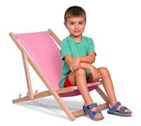 DreamRoots Chaise Longue Enfant en Bois de Hêtre, Chilienne Enfant Pliable, Transat Extérieur Jardin, Plage, Tissu Lavable Polyester 220 g/m², Charge Max 130 kg