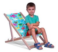 DreamRoots Chaise Longue Enfant en Bois de Hêtre, Chilienne Enfant Pliable, Transat Extérieur Jardin, Plage, Tissu Lavable Polyester 220 g/m², Charge Max 130 kg