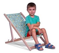 DreamRoots Chaise Longue Enfant en Bois de Hêtre, Chilienne Enfant Pliable, Transat Extérieur Jardin, Plage, Tissu Lavable Polyester 220 g/m², Charge Max 130 kg