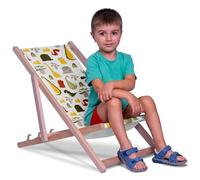 DreamRoots Chaise Longue Enfant en Bois de Hêtre, Chilienne Enfant Pliable, Transat Extérieur Jardin, Plage, Tissu Lavable Polyester 220 g/m², Charge Max 130 kg
