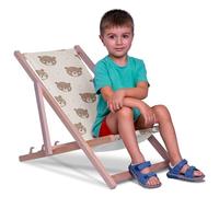 DreamRoots Chaise Longue Enfant en Bois de Hêtre, Chilienne Enfant Pliable, Transat Extérieur Jardin, Plage, Tissu Lavable Polyester 220 g/m², Charge Max 130 kg