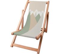 Dreamroots Chaise longue enfant pliable bois jusqu'à 130 kg, Chaise longue pliable avec dossier inclinable en 3 positions, Triangles Trees