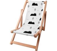 Dreamroots Chaise longue enfant pliable bois jusqu'à 130 kg, Chaise longue pliable avec dossier inclinable en 3 positions, Scandi Mountains