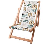 Dreamroots Chaise longue enfant pliable bois jusqu'à 130 kg, Chaise longue pliable avec dossier inclinable en 3 positions, Lion King