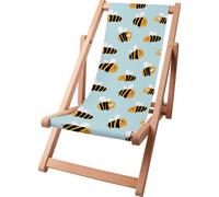 Dreamroots Chaise longue enfant pliable bois jusqu'à 130 kg, Chaise longue pliable avec dossier inclinable en 3 positions, Bee Life