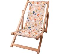 Dreamroots Chaise longue enfant pliable en bois, jusqu'à 130 kg,Chaise longue pliable avec dossier inclinable en 3 positions,Weekend in the Forest