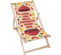 Dreamroots Chaise longue pliable en bois,jusqu'à130kg,Chaise longue avec dossier inclinable en 3 positions,Quand papa fait un barbecue, chaque enfant y trouve son compte