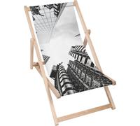 Dreamroots Chaise longue pliante bois, bois de hêtre jusqu'à 130 kg, Chaise longue pliante avec réglage de l'inclinaison du dossier en 3 positions, ConcreteJungle