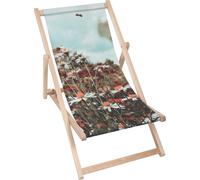 Dreamroots Chaise longue pliante bois, bois de hêtre jusqu'à 130 kg, Chaise longue pliante avec réglage de l'inclinaison du dossier en 3 positions, Busy Bee