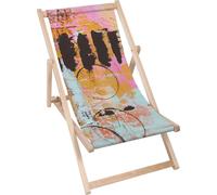 Dreamroots Chaise longue pliante bois, bois de hêtre jusqu'à 130 kg, Chaise longue pliante avec réglage de l'inclinaison du dossier en 3 positions, Streer Art