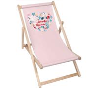 Dreamroots Chaise longue pliante bois, bois de hêtre jusqu'à 130 kg, Chaise longue pliante avec réglage de l'inclinaison du dossier en 3 positions, Merci maman