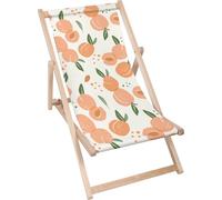 Dreamroots Chaise longue pliante bois, bois de hêtre jusqu'à 130 kg, Chaise longue pliante avec réglage de l'inclinaison du dossier en 3 positions, Art Peaches