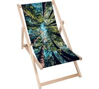 Dreamroots Chaise longue pliante bois, bois de hêtre jusqu'à 130 kg, Chaise longue pliante avec réglage de l'inclinaison du dossier en 3 positions,Forêt tropicale