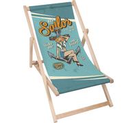 Dreamroots Chaise longue pliante bois, bois de hêtre jusqu'à 130 kg, Chaise longue pliante avec réglage de l'inclinaison du dossier en 3 positions, Sailor