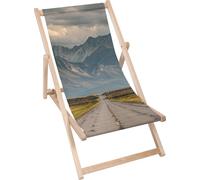 Dreamroots Chaise longue pliante bois, bois de hêtre jusqu'à 130 kg, Chaise longue pliante avec réglage de l'inclinaison du dossier en 3 positions, Long Road