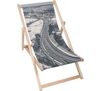 Dreamroots Chaise longue pliante bois, bois de hêtre jusqu'à 130 kg, Chaise longue pliante avec réglage de l'inclinaison du dossier en 3 positions, Route